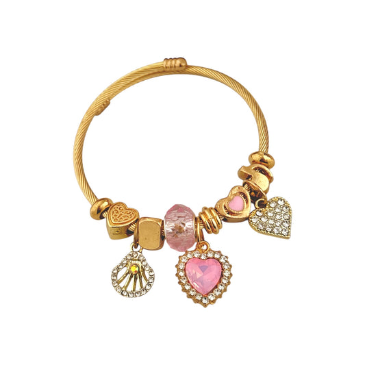Zephyr Multi Charm Bracelet -Pink
