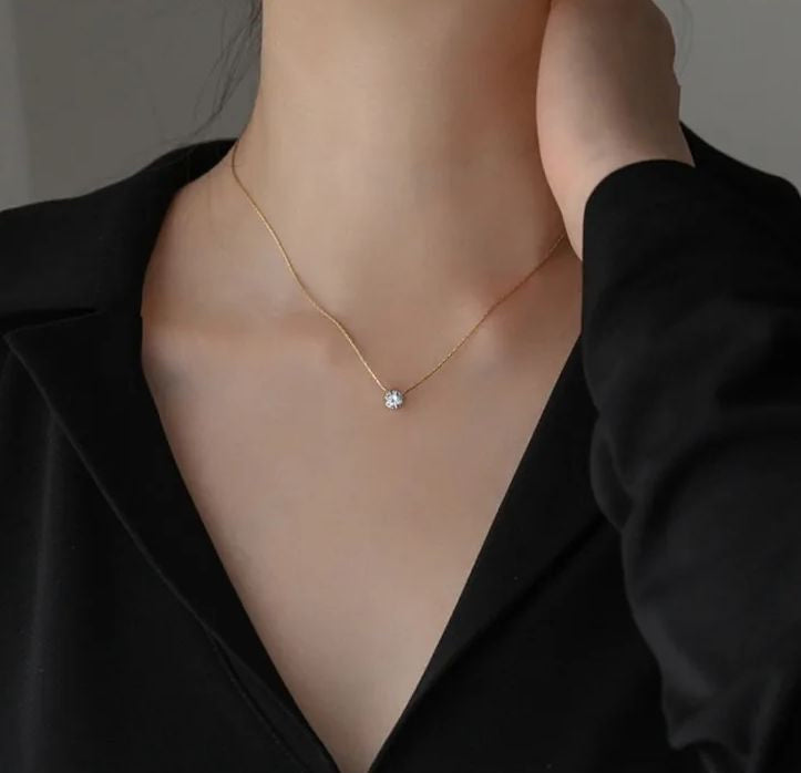 Diamond Solitaire 6 Claws Necklace