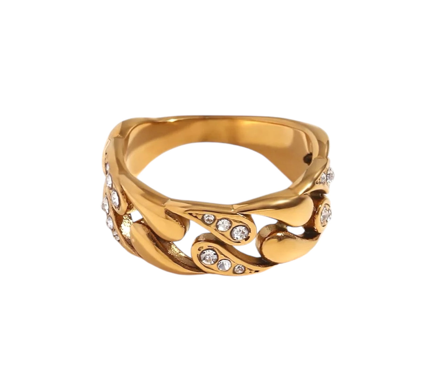 Luxury Curb Diamante Ring -18K