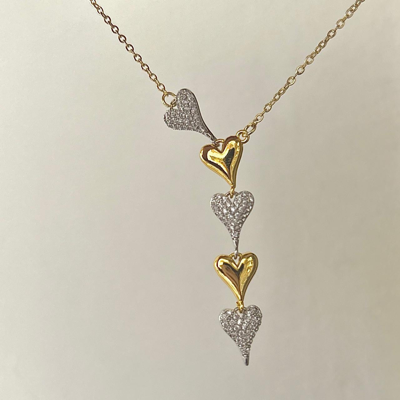 Esme Heart Diamante Lariat Necklace