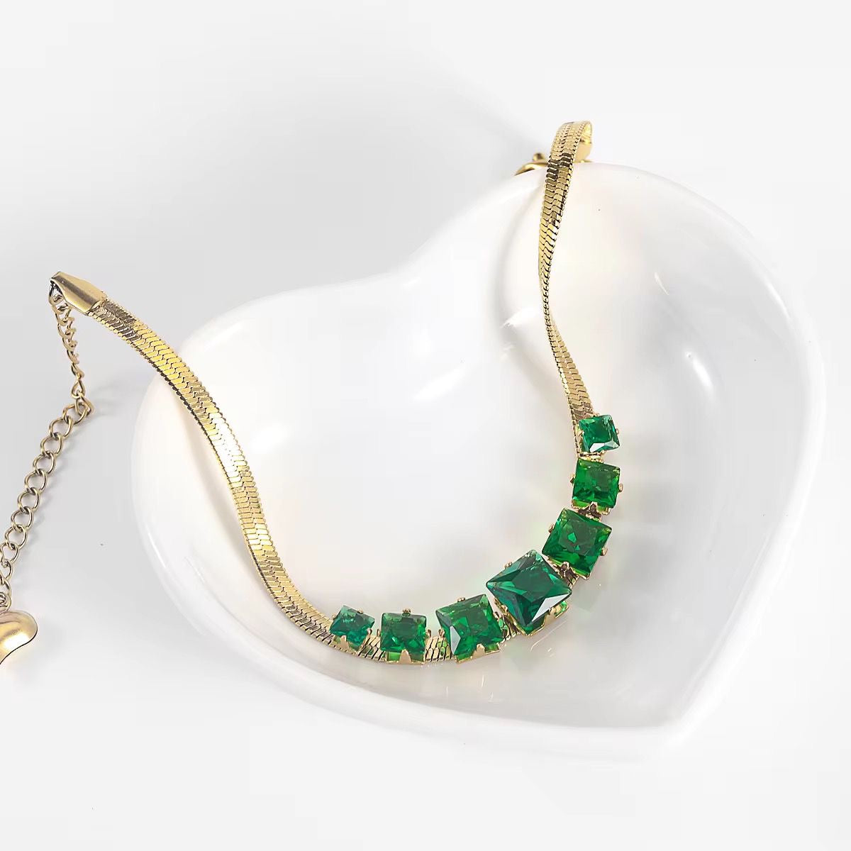 Bezel Emerald Anklet