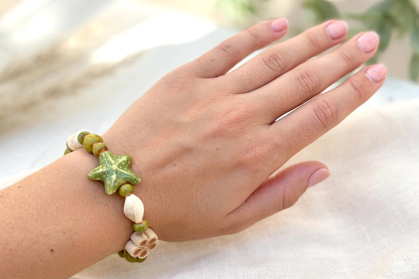 Matcha Star Beaded Bracelet