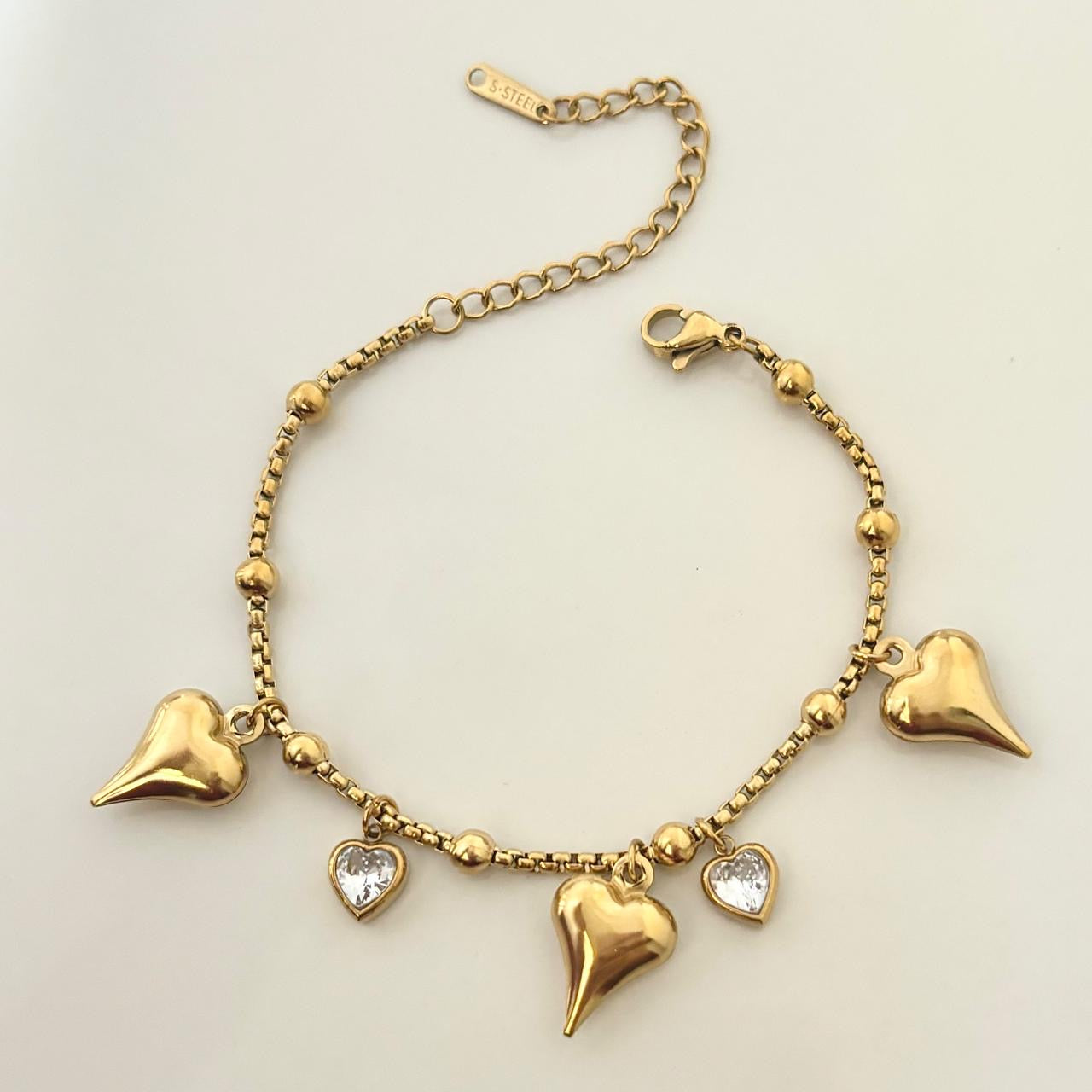 Amour Heart Cz Charm Bracelet