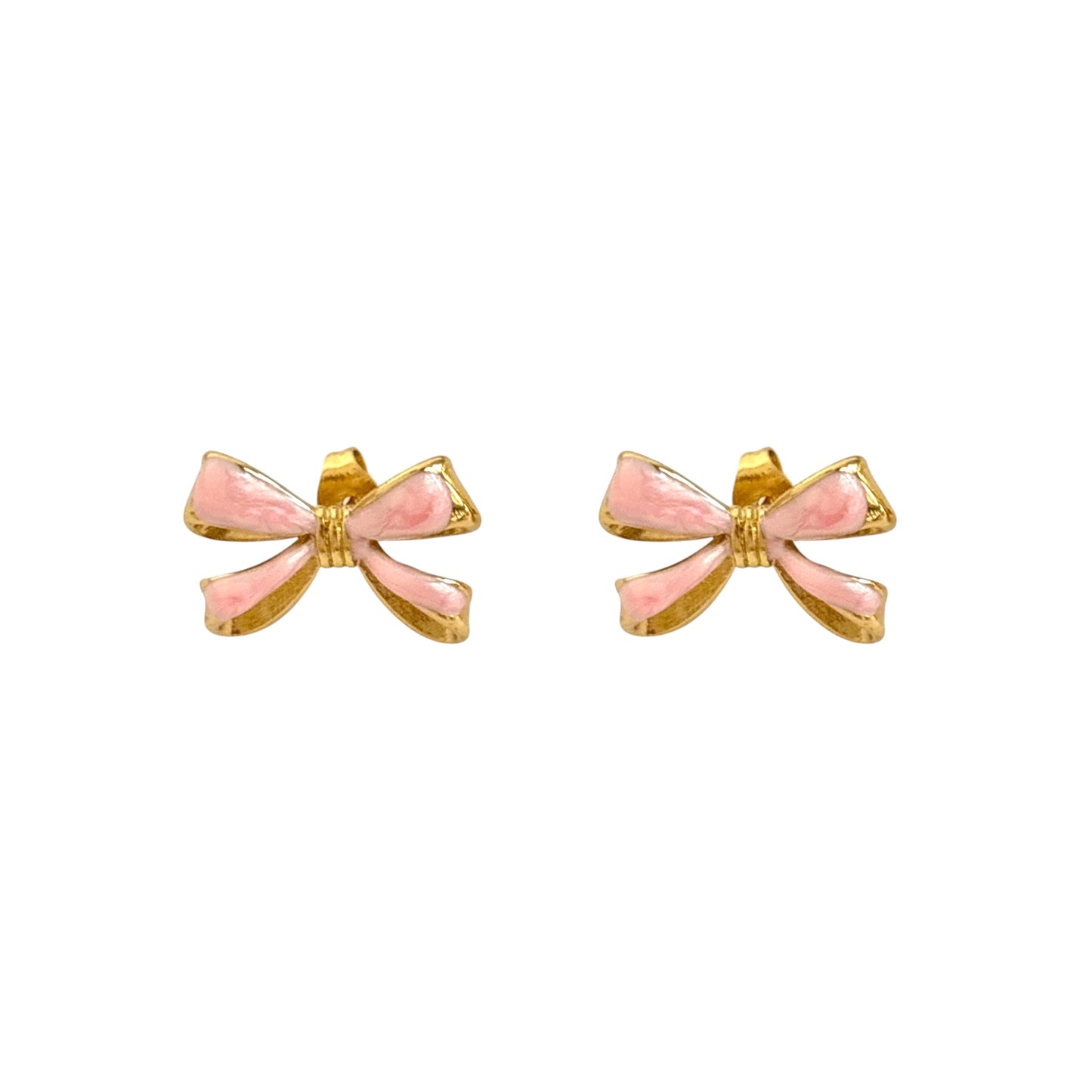 Petite Ribbon Charm Studs -Baby Pink