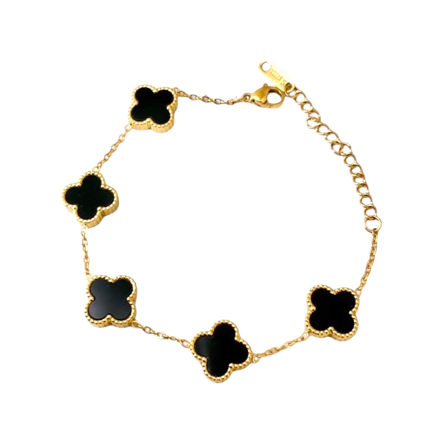 Luxe Black 5 Motifs Clover Bracelet