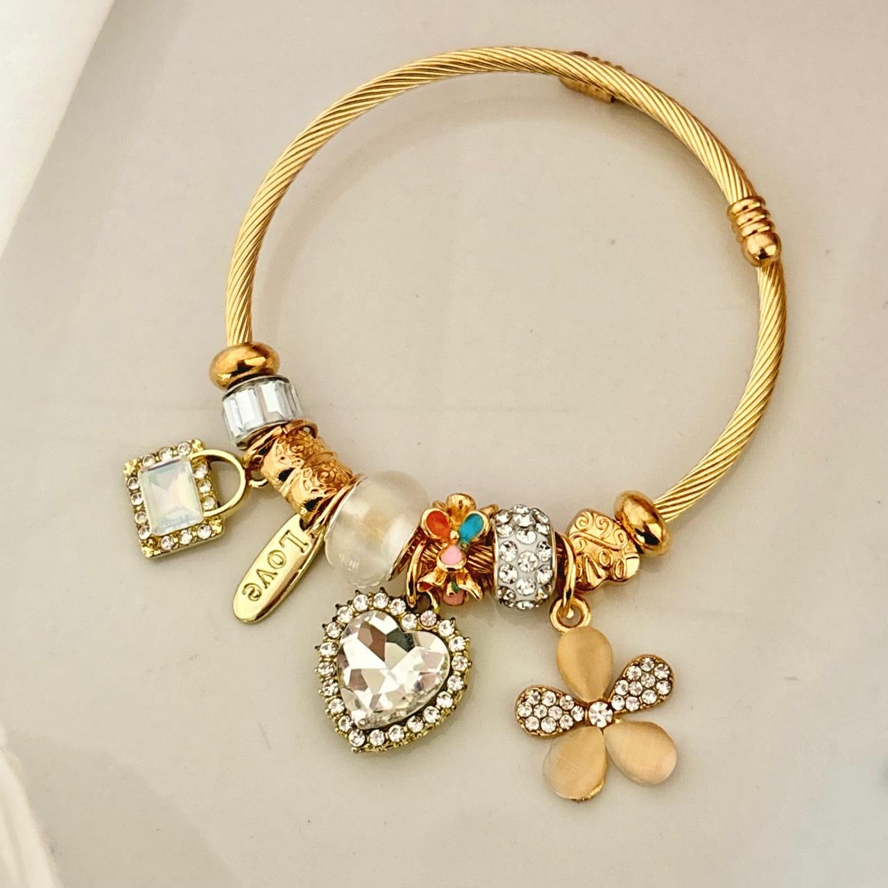 Euphoria Flora Multi Charm Bracelet -White