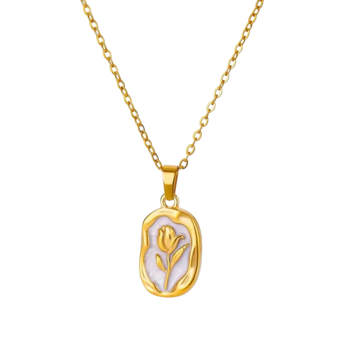 Rosá Shell Engraved Vintage Pendant -18K