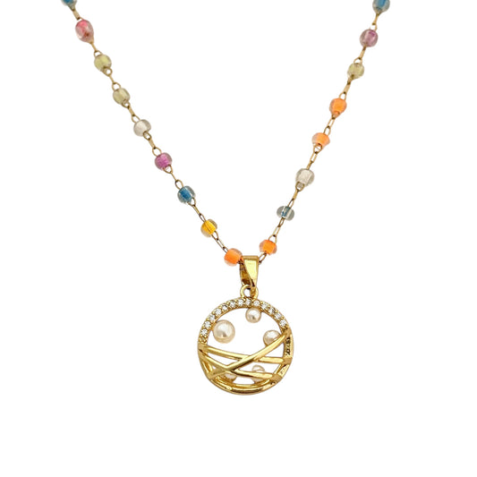 Multi Colored Beaded Perlee Necklace