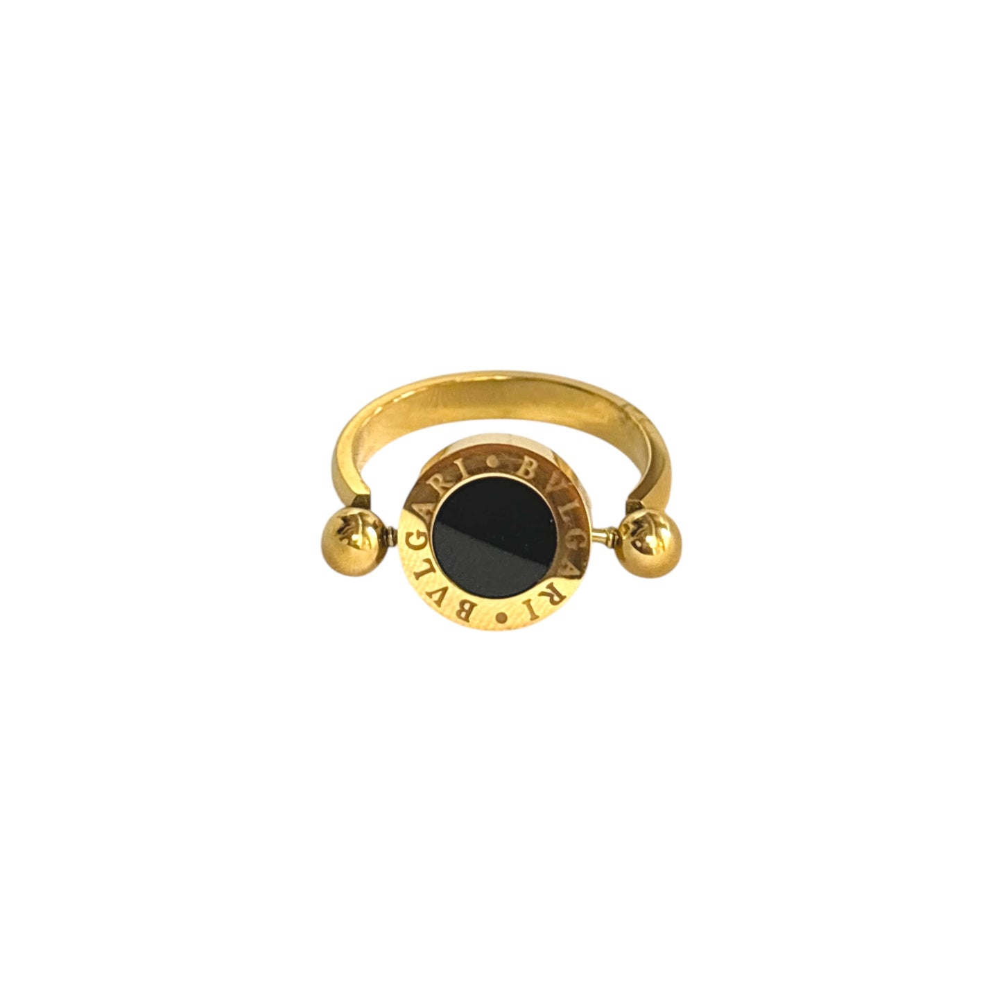 White X Black Flip Coin Ring -18K