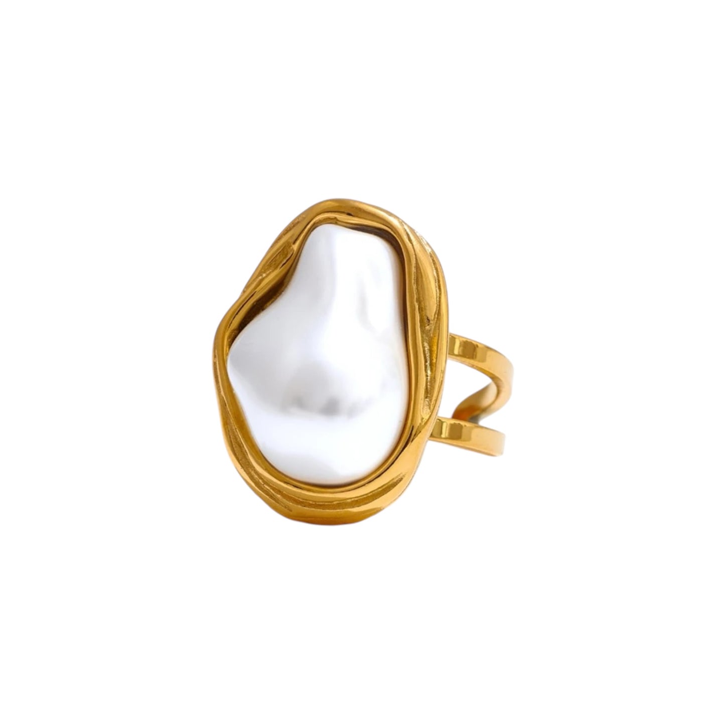 Irregular Baroque Pearl Ring -18K