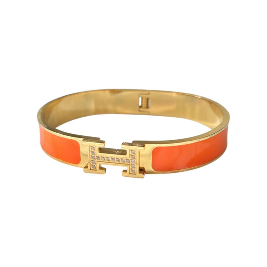 Luxurious Zircon H-Amber Bracelet-22K | Orange