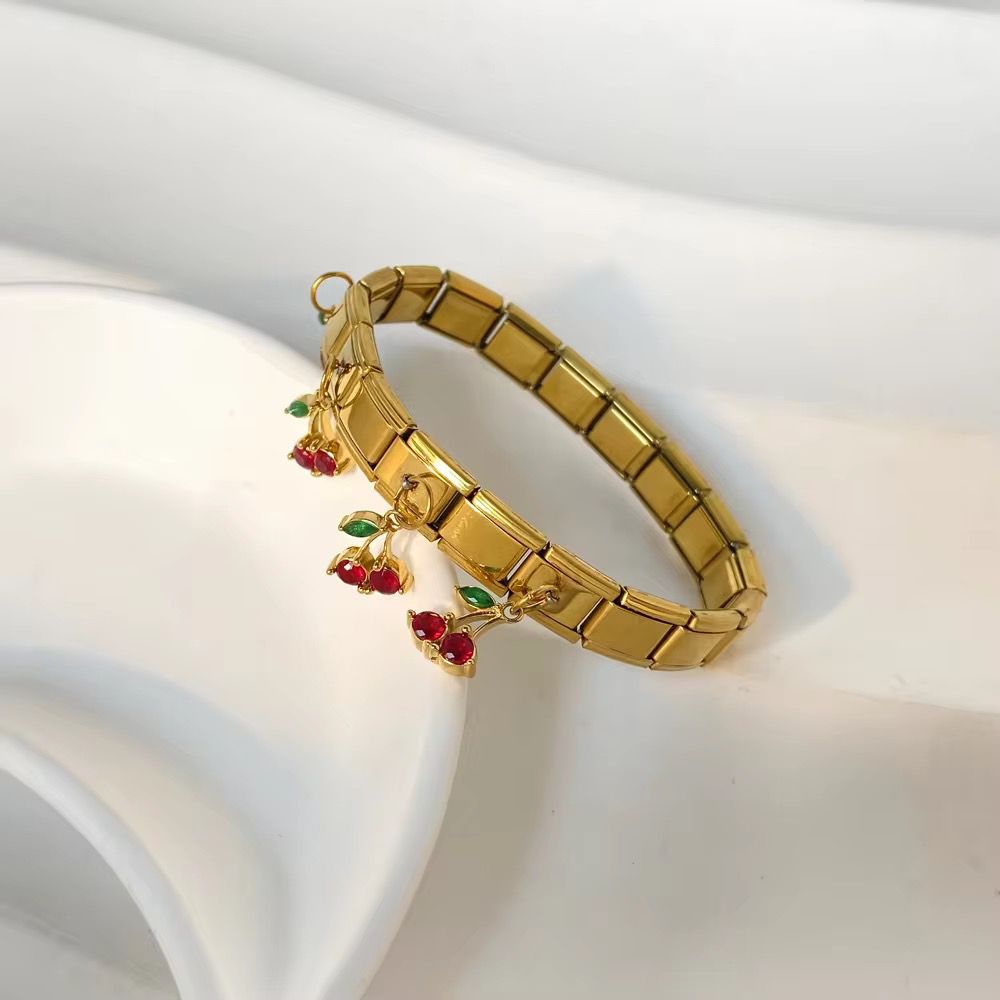 Cherry Cz Italian Charm Bracelet