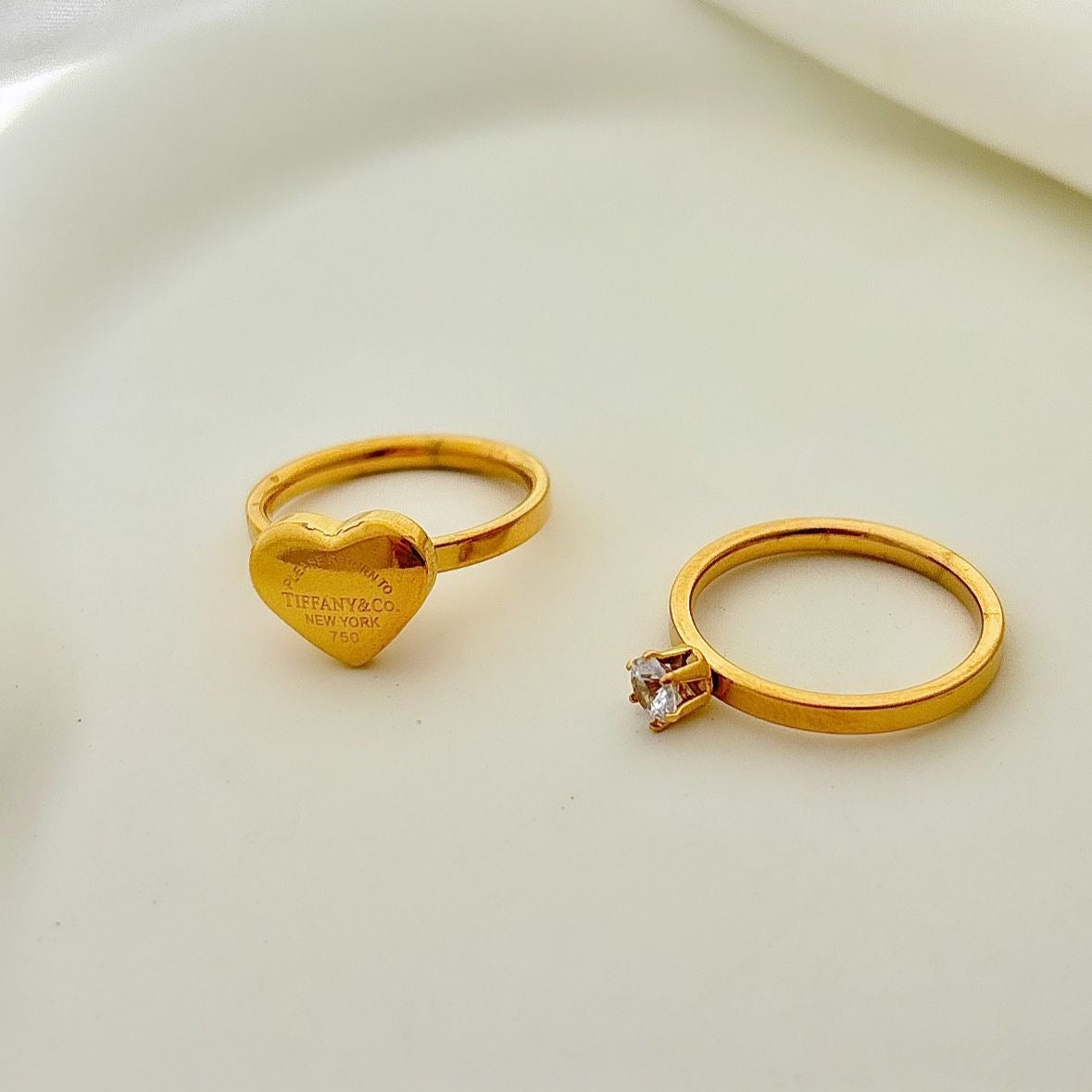 T & Co Heart Diamond Ringset -18K