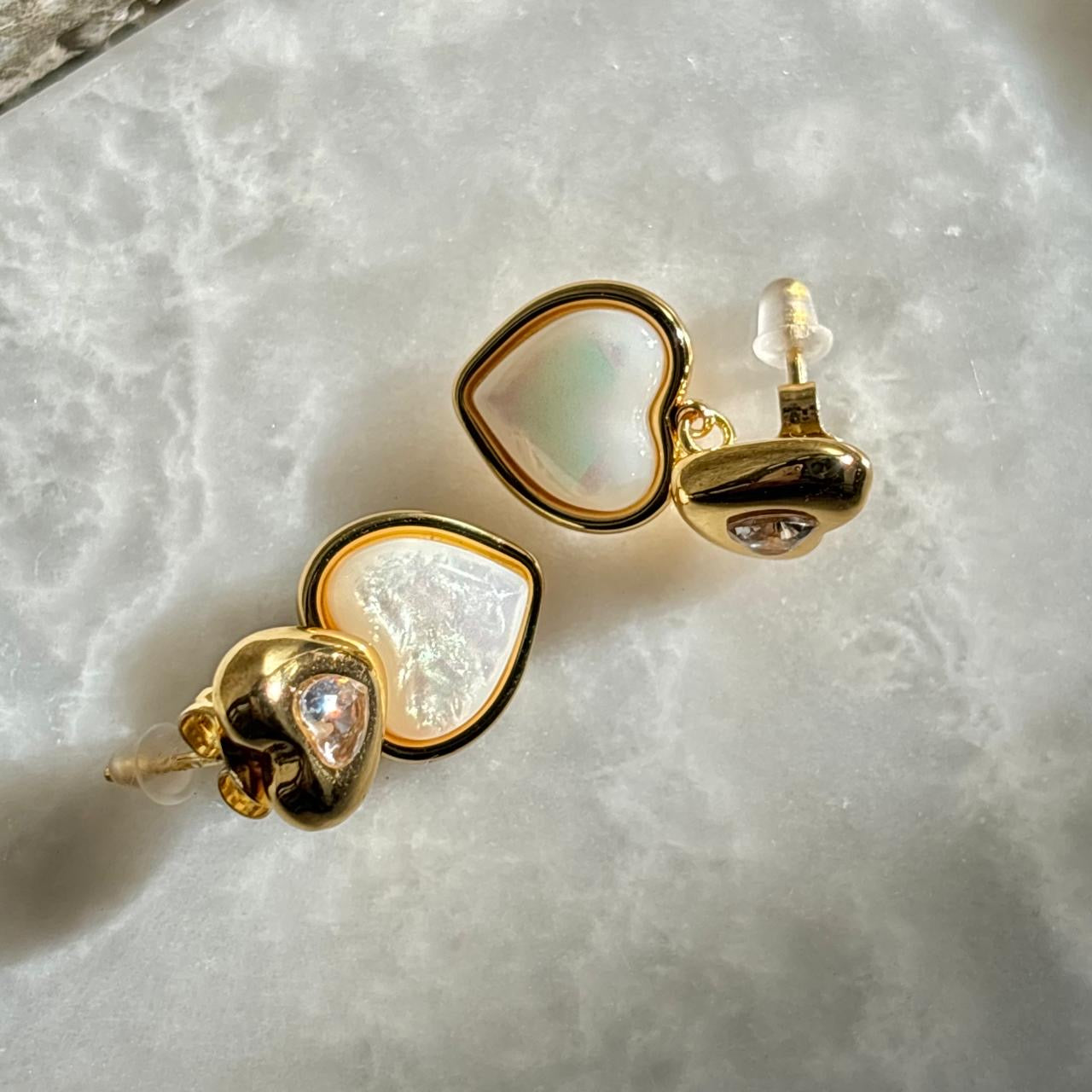 Opals Diamond Heart Studs