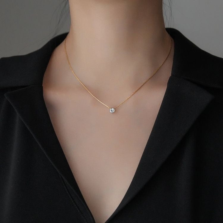 Diamond Solitaire 6 Claws Necklace