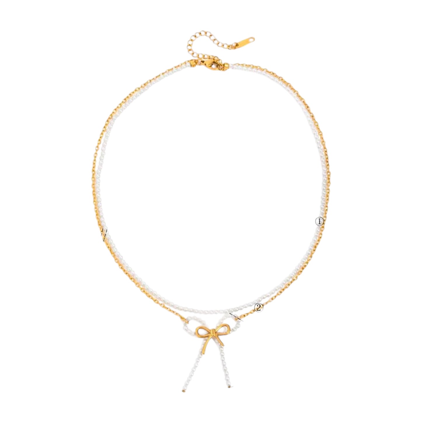 Whimsy Perlee Bow Necklace -Handmade