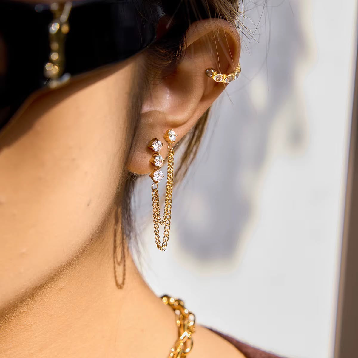 Draped In Diamonds Duo Studs