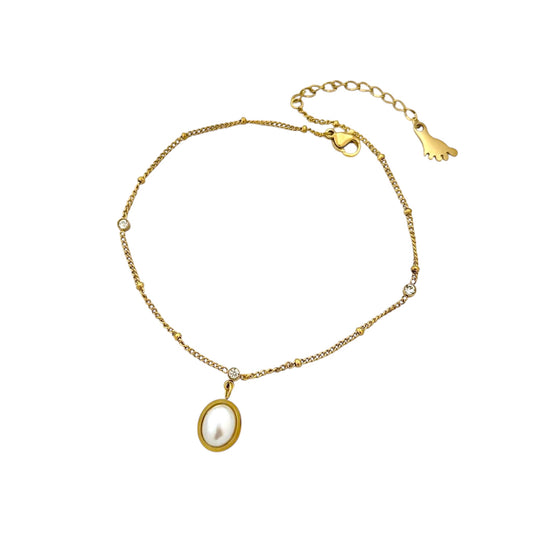 Adora Cz Anklet -Oval Charm
