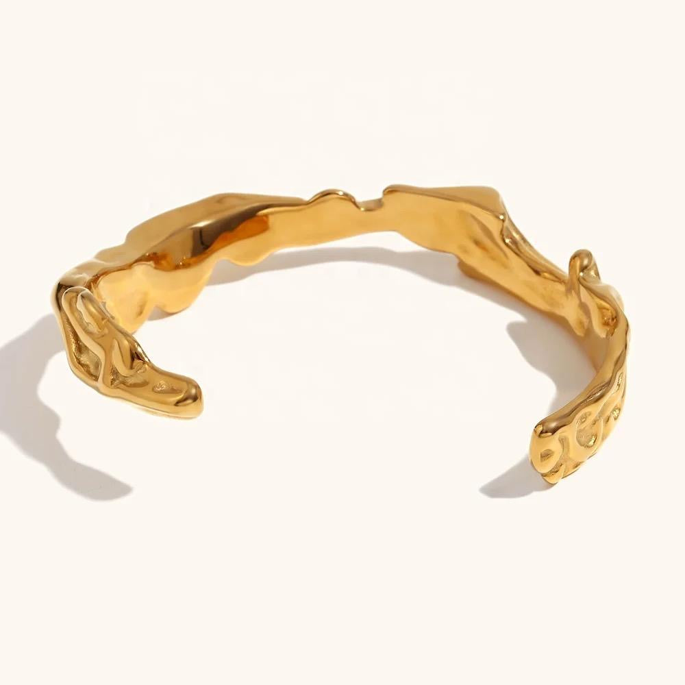 Crumbled Foiled Wrist Cuff -18K