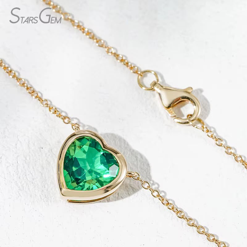 Emerald Crystal Heart Necklace