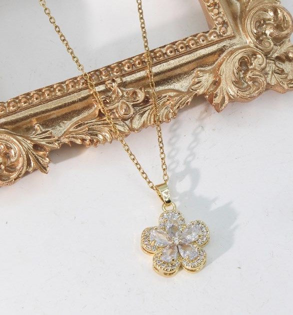 Crystal Flora Necklace -18K