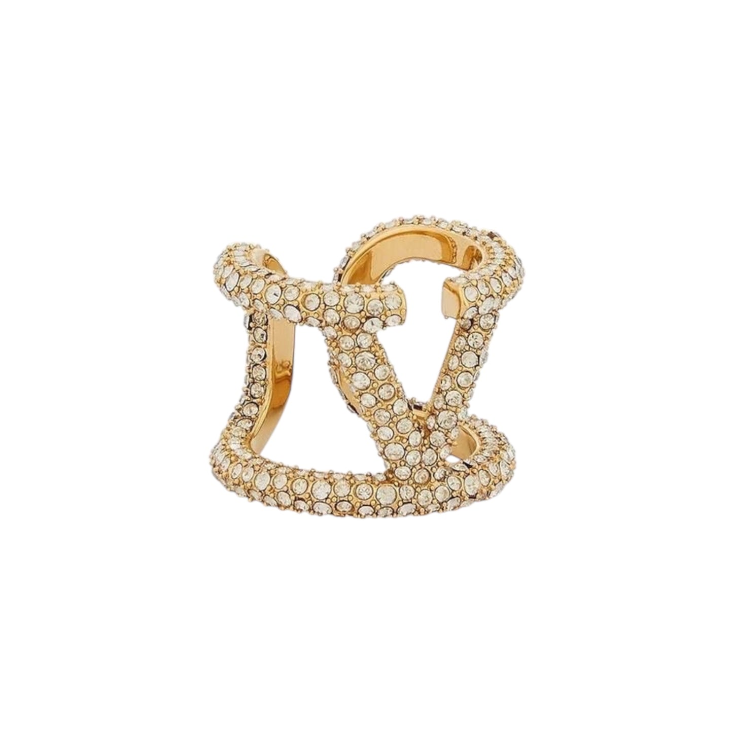 Luxurious V-Swarovski Crystal Signature Ring -22K