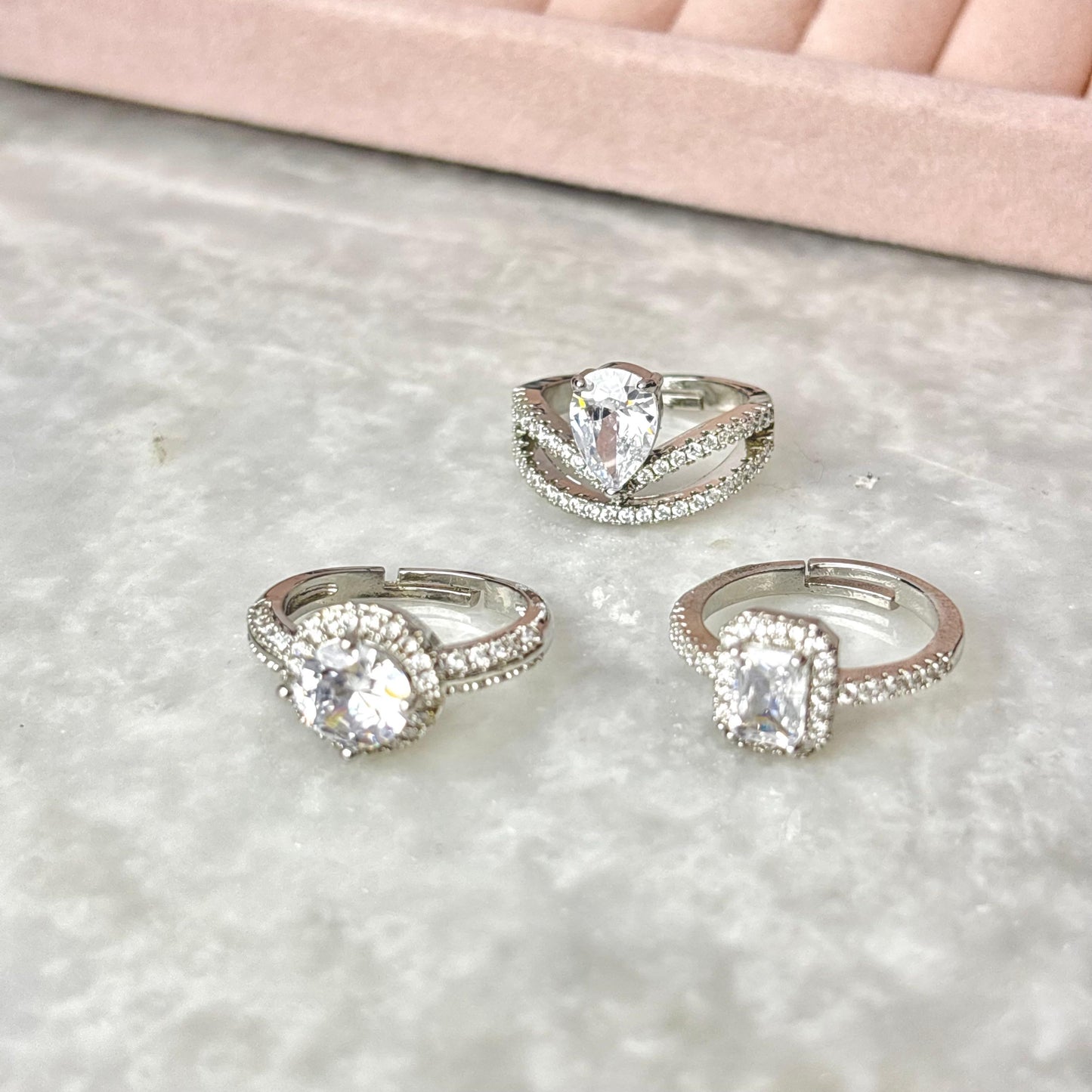 Princess Solitaire Ring -Adjustable