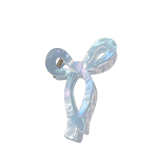 Bow Knot Pearlescent Claw Clip -Baby Blue