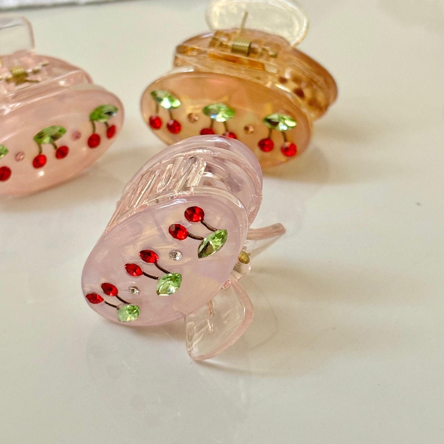 Lilac With Cherry Red Cz Claw Clip