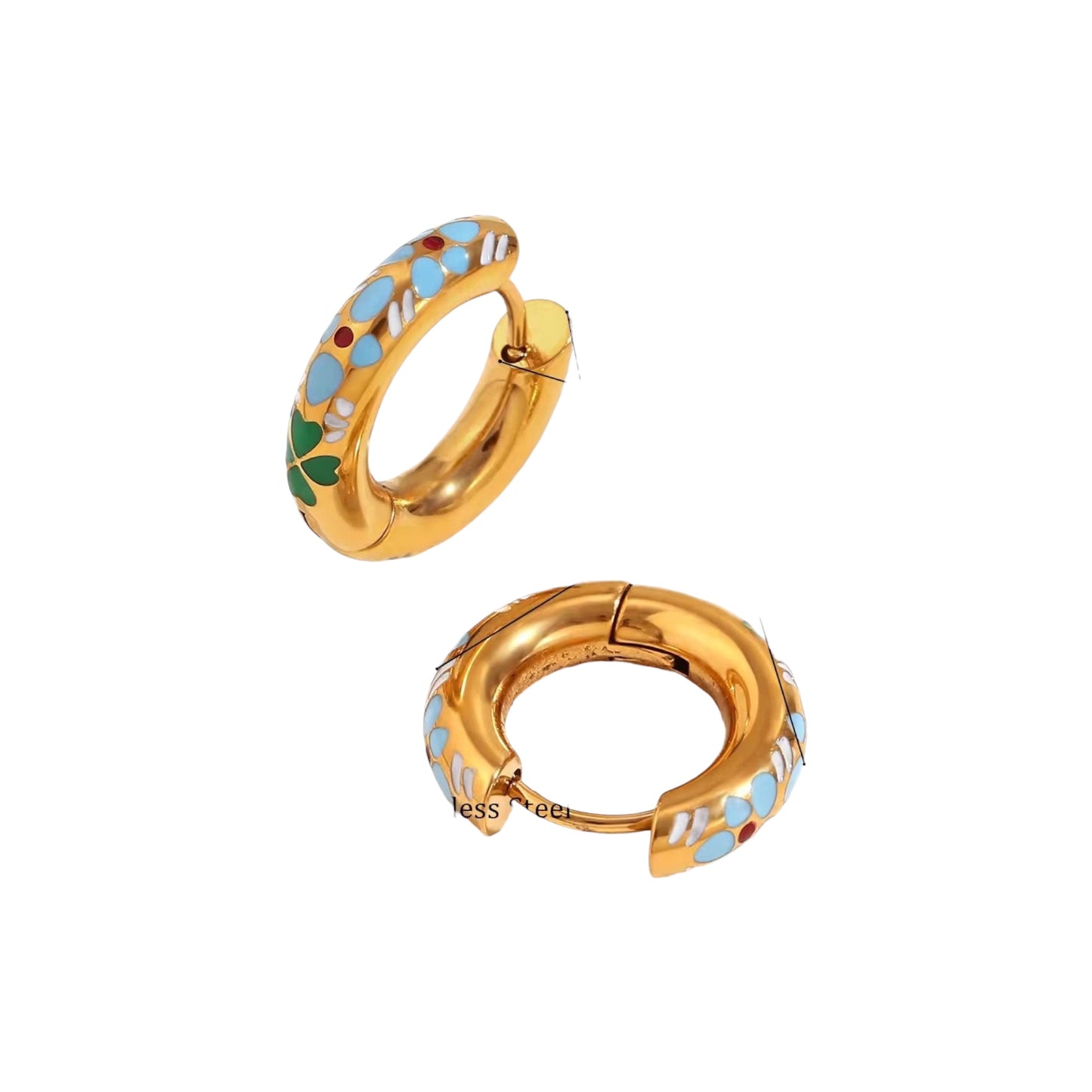 Cupid Floral Hoops -Baby Blue