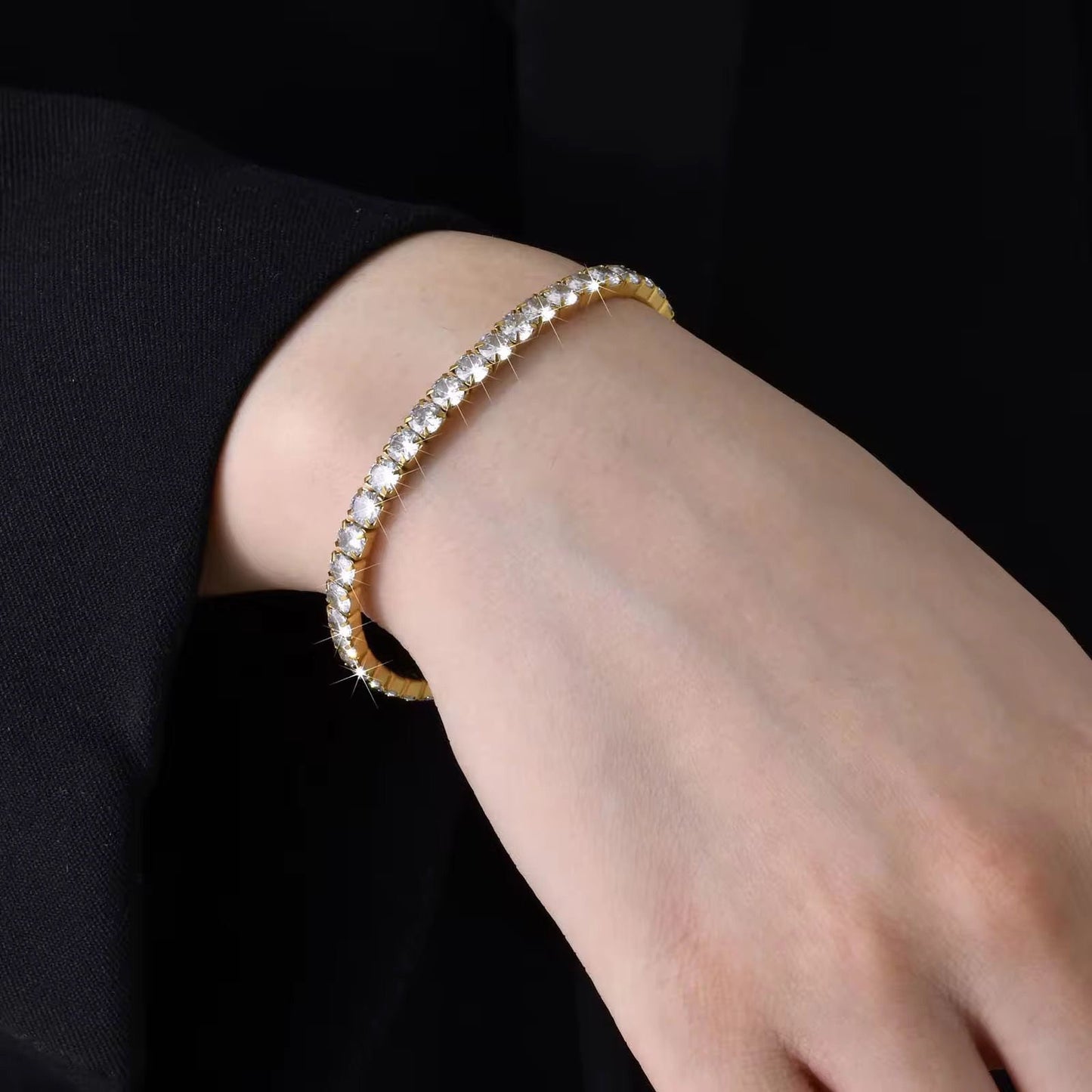 Luxe Slim Tennis Bracelet-18K | Adjustable