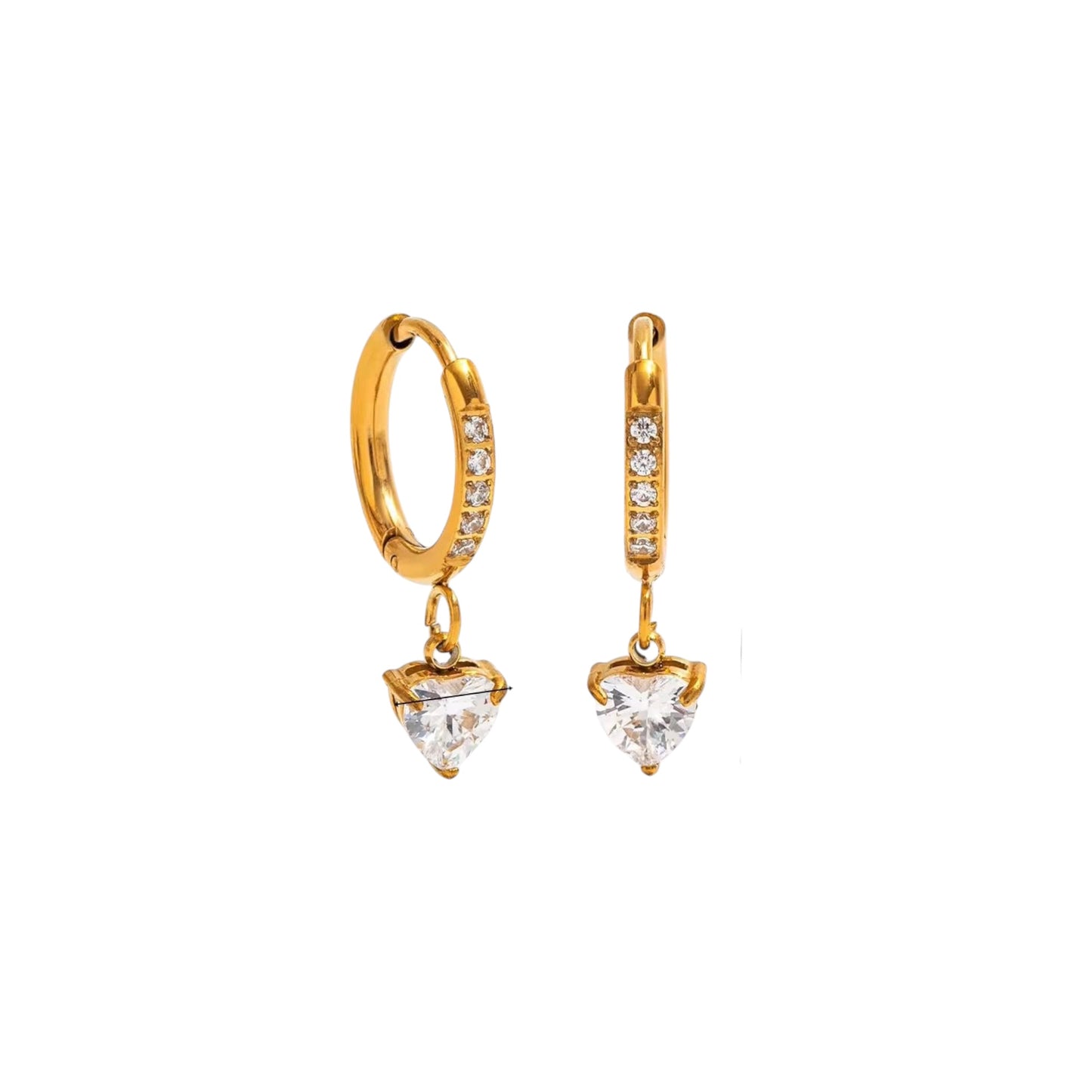 Crystal Heart Hoops