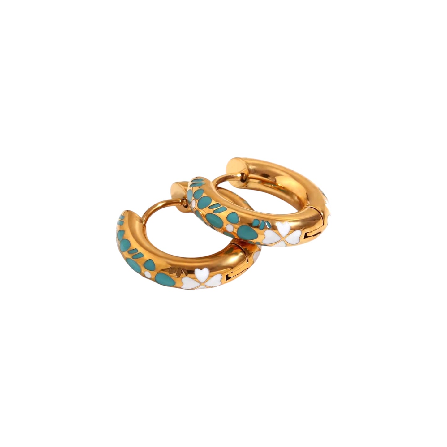 Cupid Floral Hoops -Teal