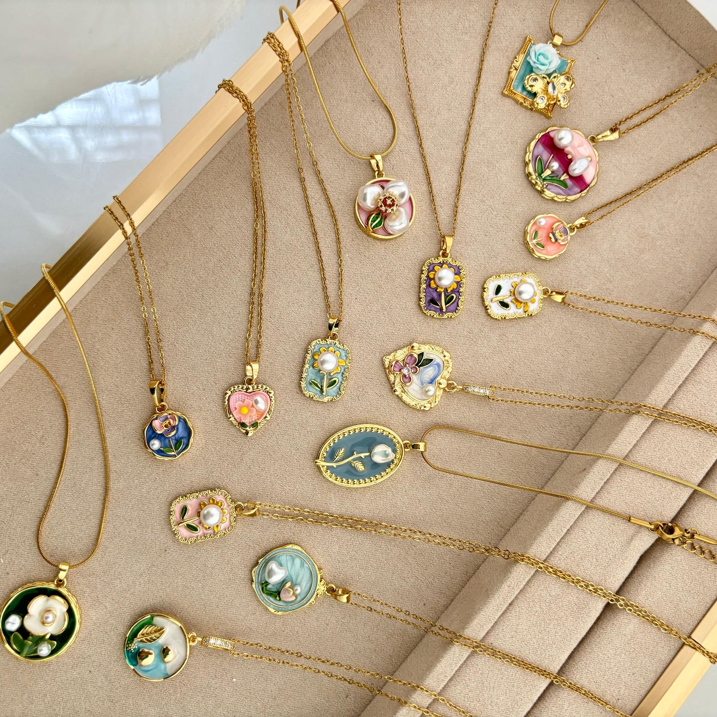 Blushing Bloom Flora Necklace -Hand Painted