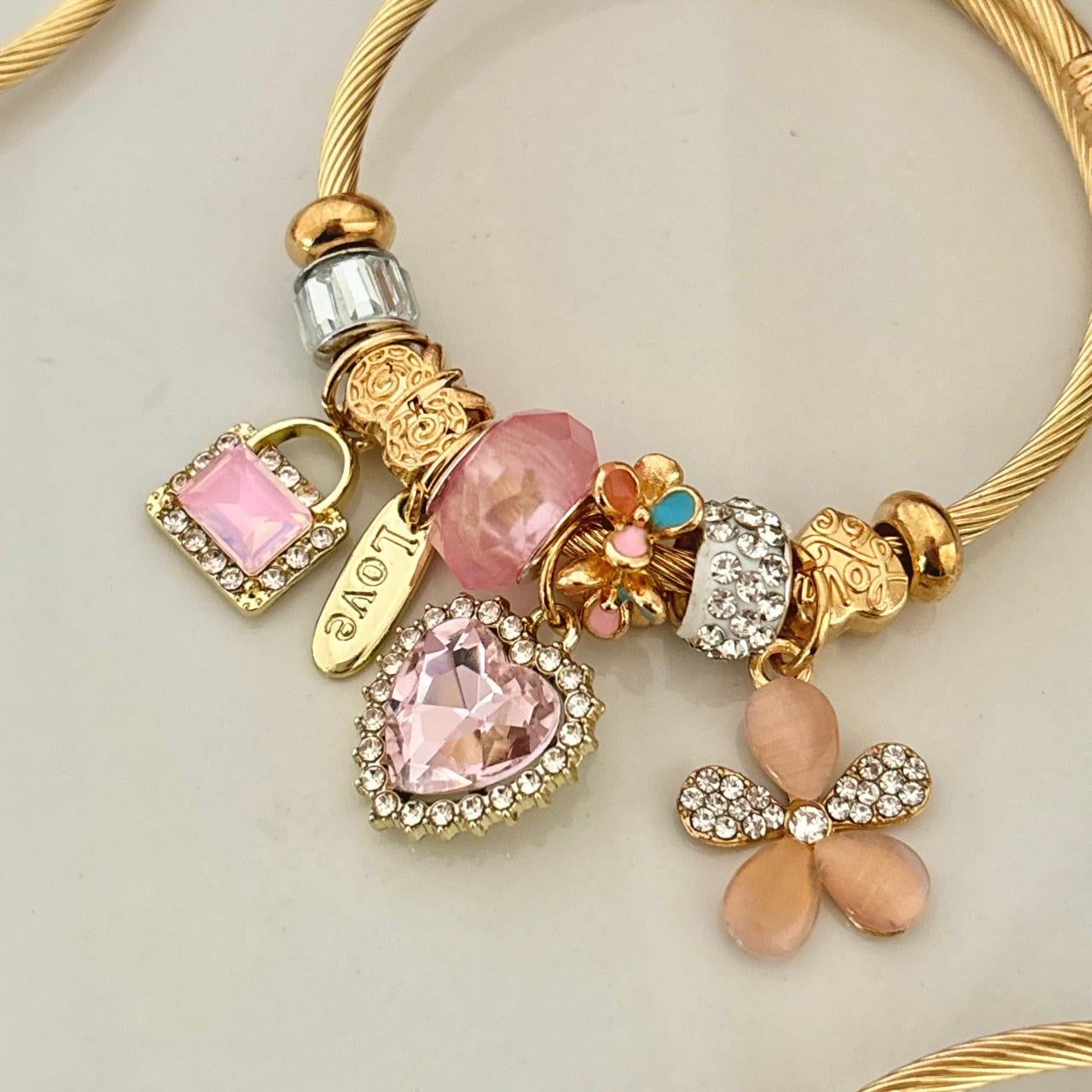 Euphoria Flora Multi Charm Bracelet -Pretty Pink