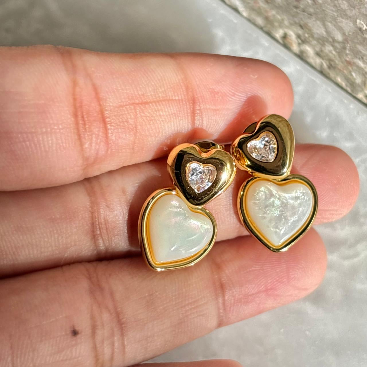 Opals Diamond Heart Studs