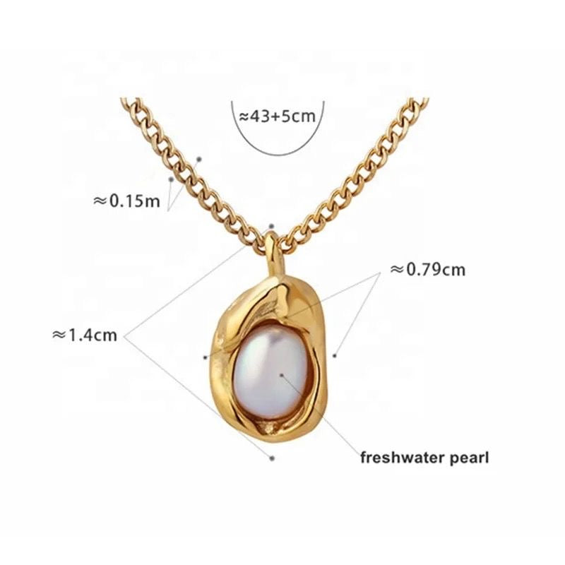 French Pearl Pendant Necklace -18K