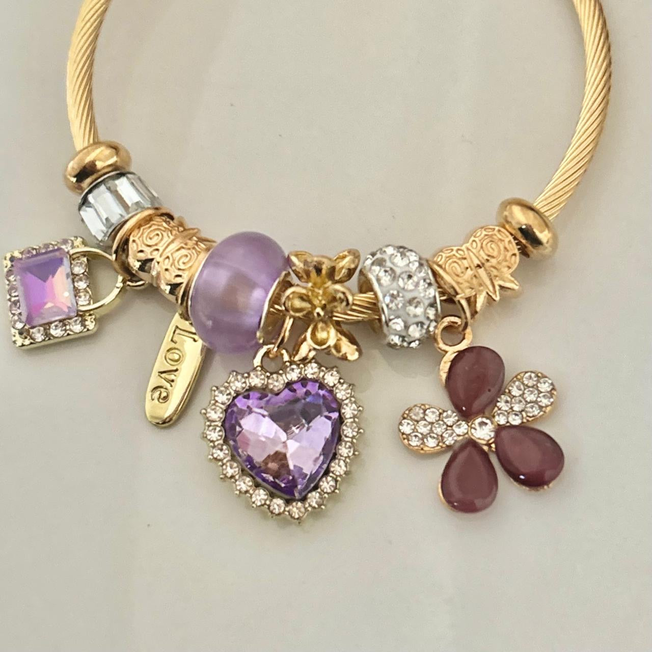Euphoria Flora Multi Charm Bracelet -Lilac Dreams