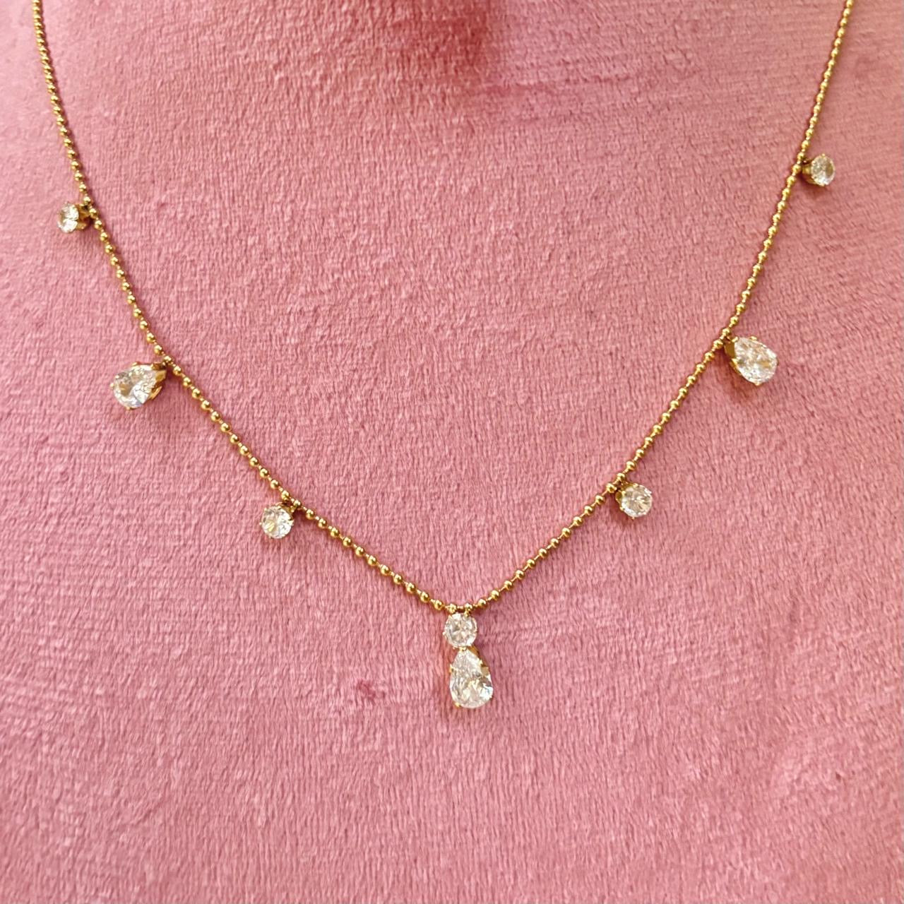Amelia Crystal Drop Charm Necklace