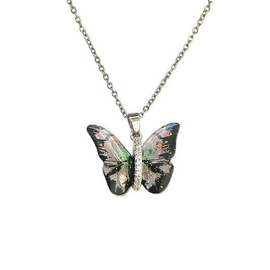Petunia Crystal Mariposa Necklace -18K