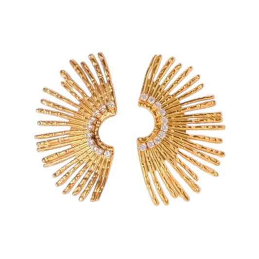 Sunflower Bloom Statement Studs -18K