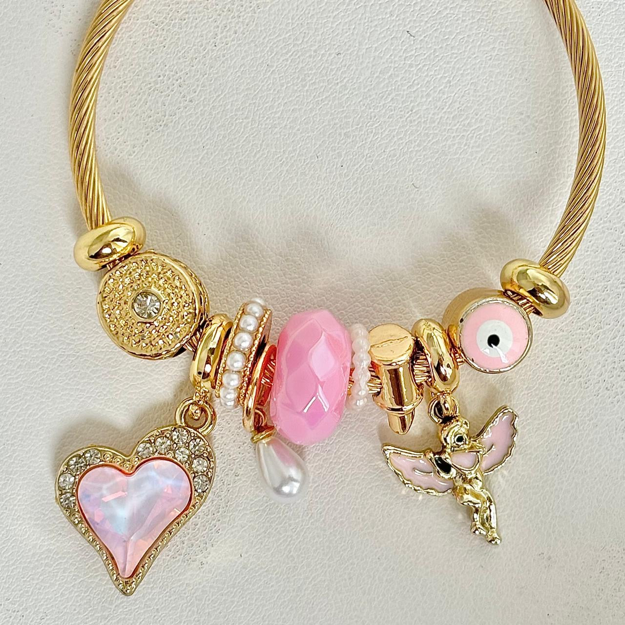 Dream Catcher Pixie Charm Bracelet -Pink