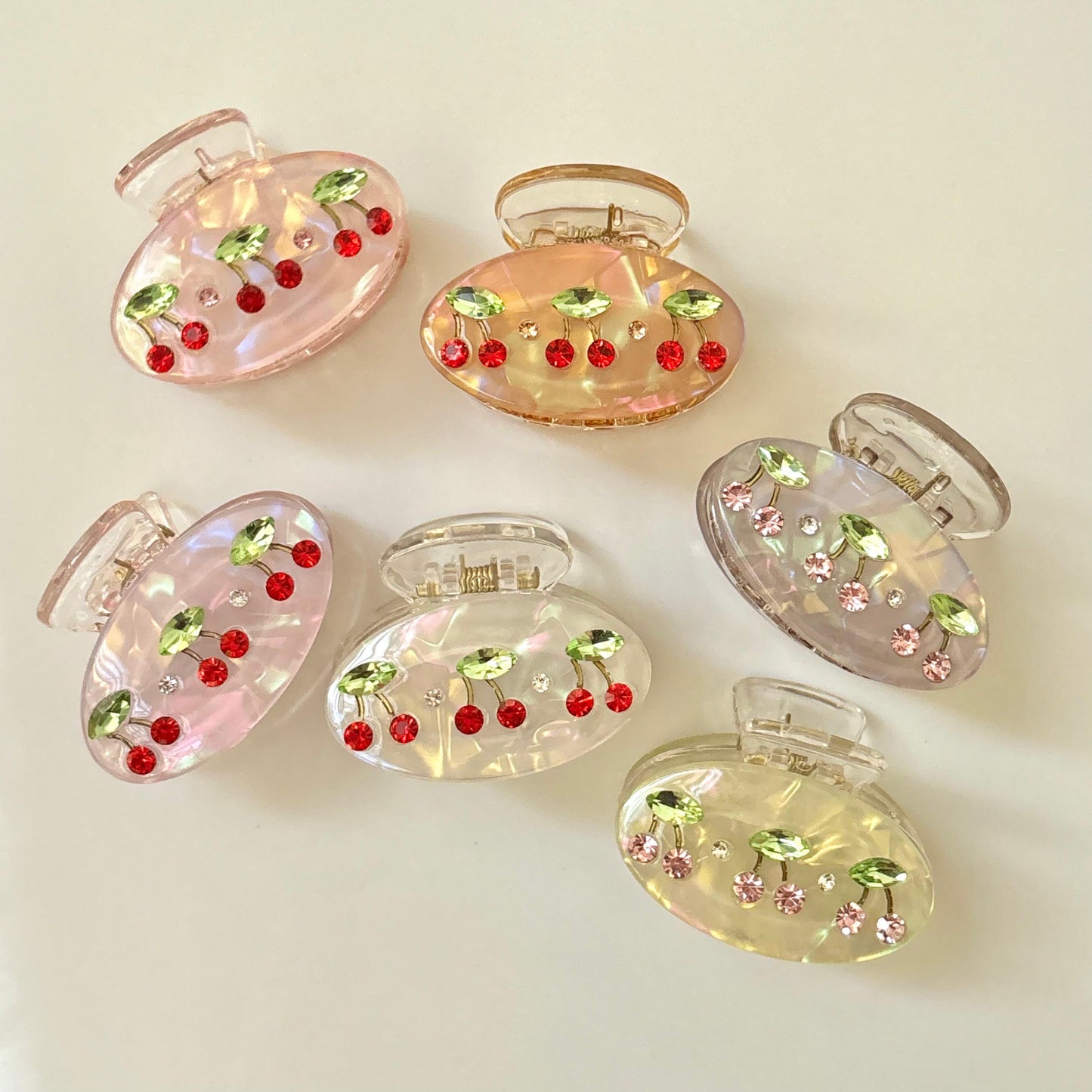 Lily White With Pink Cz Claw Clip