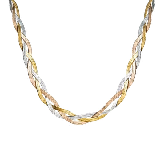 Sleek Trio Twisted Snake Chain Necklace