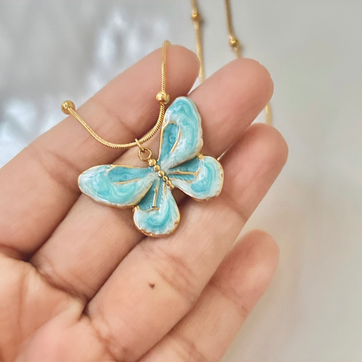 Morphe Butterfly Necklace -Blue