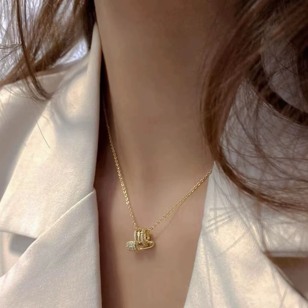 Safety Pin Pave Necklace