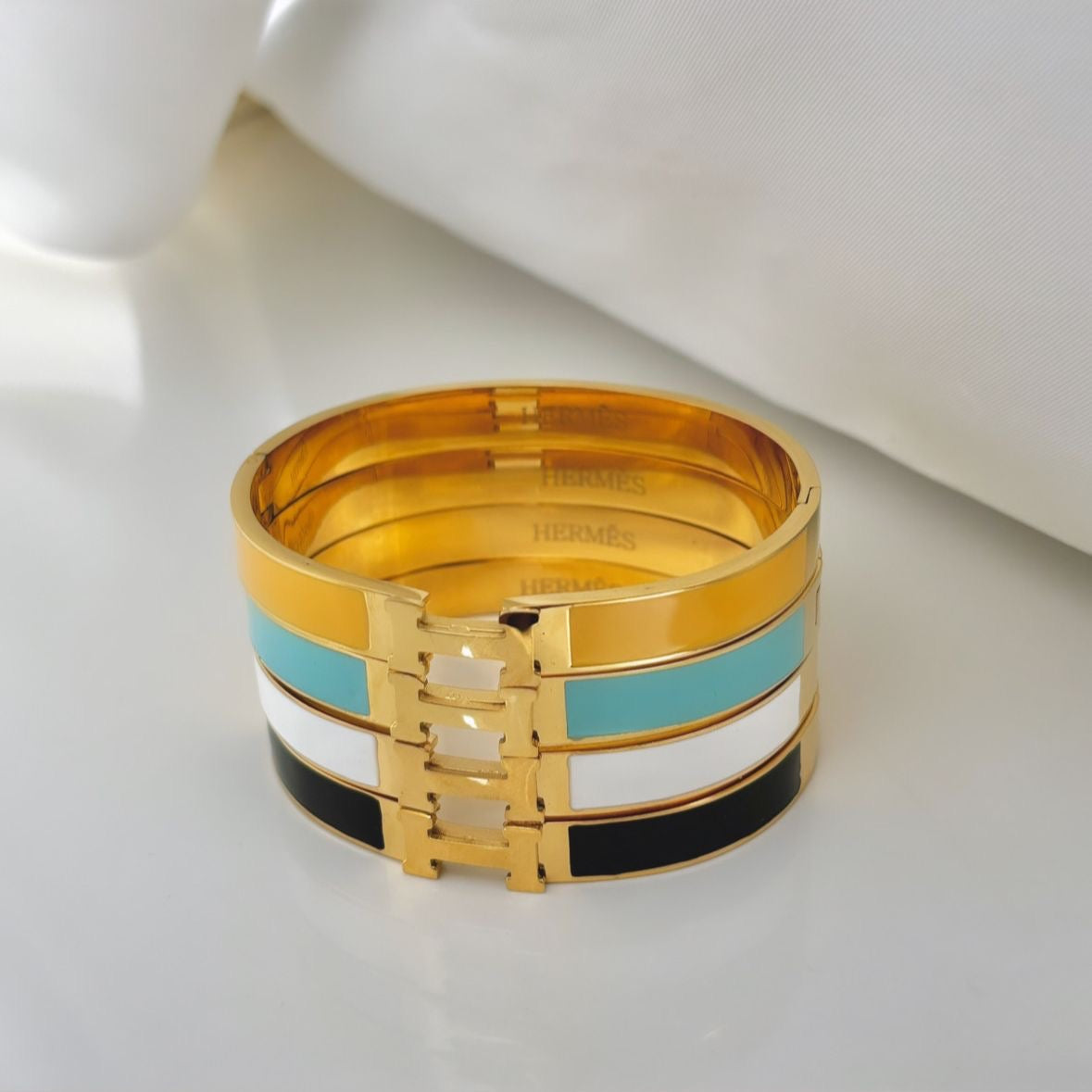 Luxe Tiffany Blue Enamel H-Bracelet