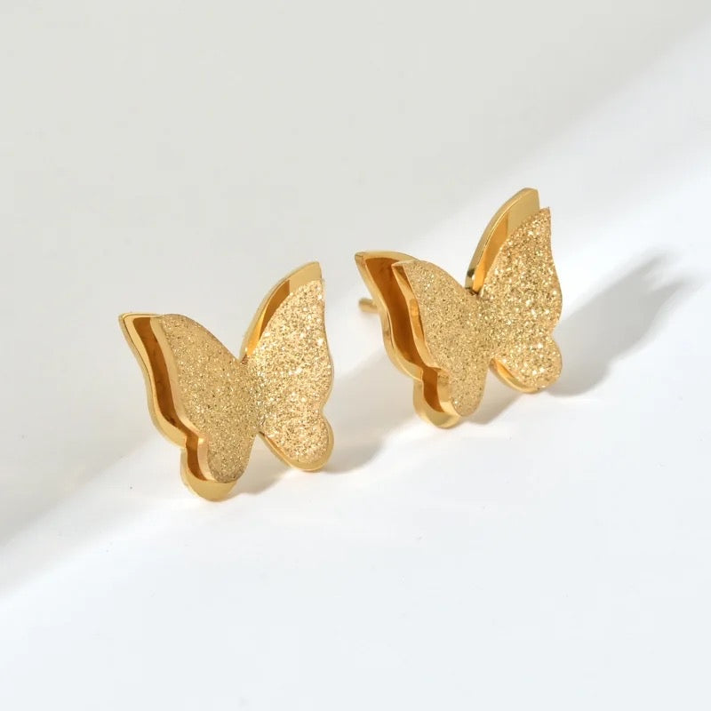 Frosted Butterfly Studs