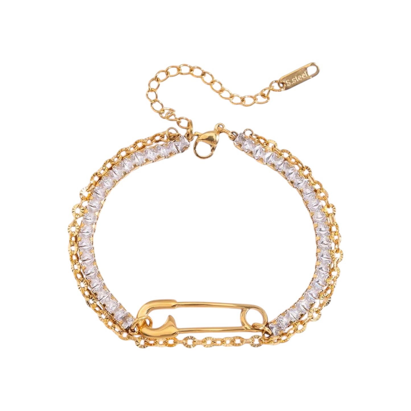 Bling Pinned Layered Bracelet