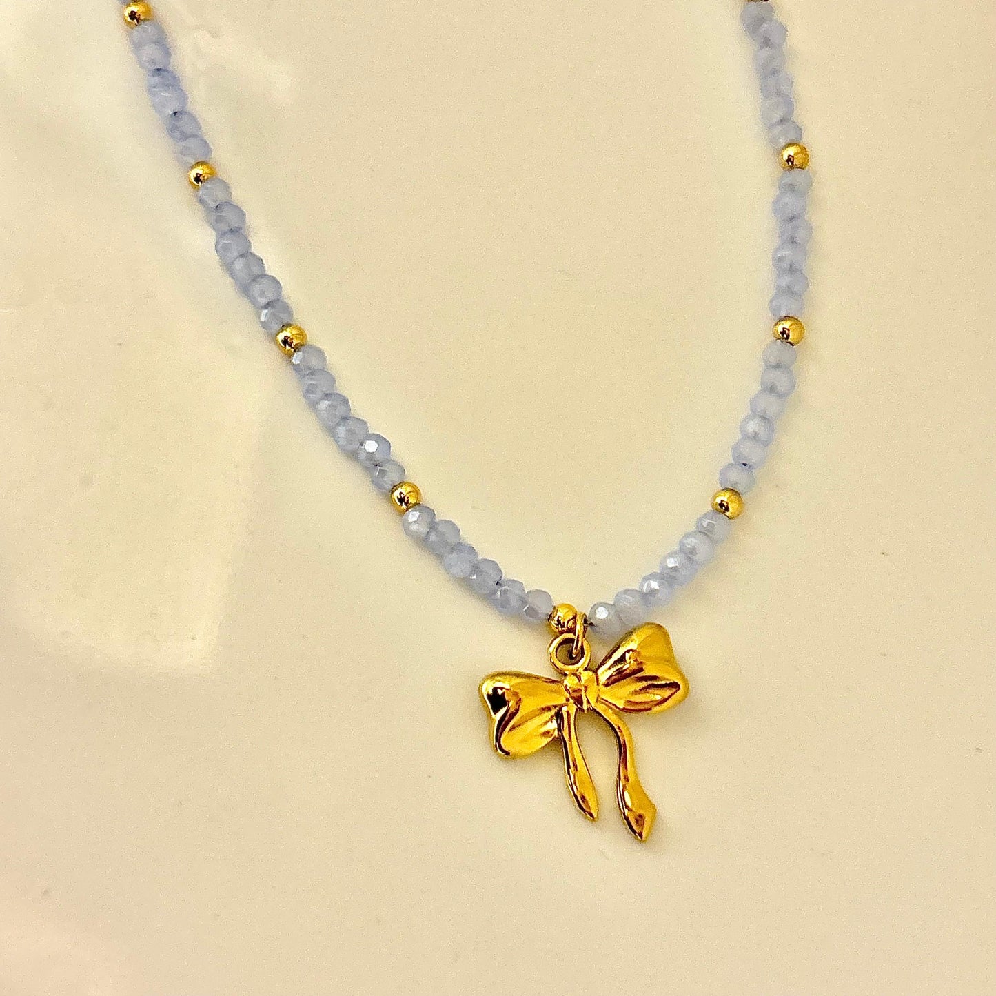 Crystal Beaded Bow Necklace